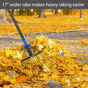 Adjustable Metal Leaf Rake Long Handle, Garden Rakes for Lawns Heavy Duty Leaves with Expandable Head 8-17", Yard Women Kids Rake for Gardening RV