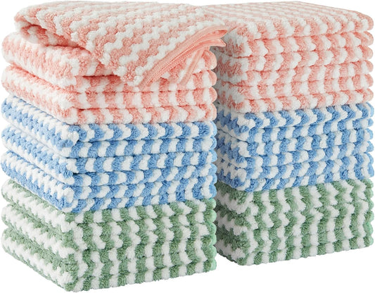 JOYMOOP 18 Pack Microfiber Cleaning Cloth, Kitchen Towels for Dish Drying Washing, Absorbent Streak Free Lint Free Rags for Cleaning, Reusable and