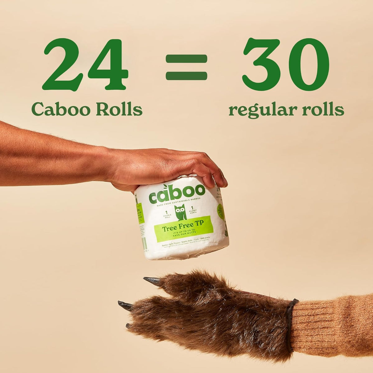 Caboo Tree Free Toilet Paper, Septic Safe Toilet Tissue, Non Toxic, Chemical Free, Non Toxic, 2 Ply Bathroom Toilet Paper | Pack of 24 Double Rolls