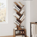 SUNMORY 6 Tier Tree Bookshelf, Small Bookcase with Storage Cabinet, Modern Tall Narrow Bookshelves Organizer, Floor Standing Book Shelf for
