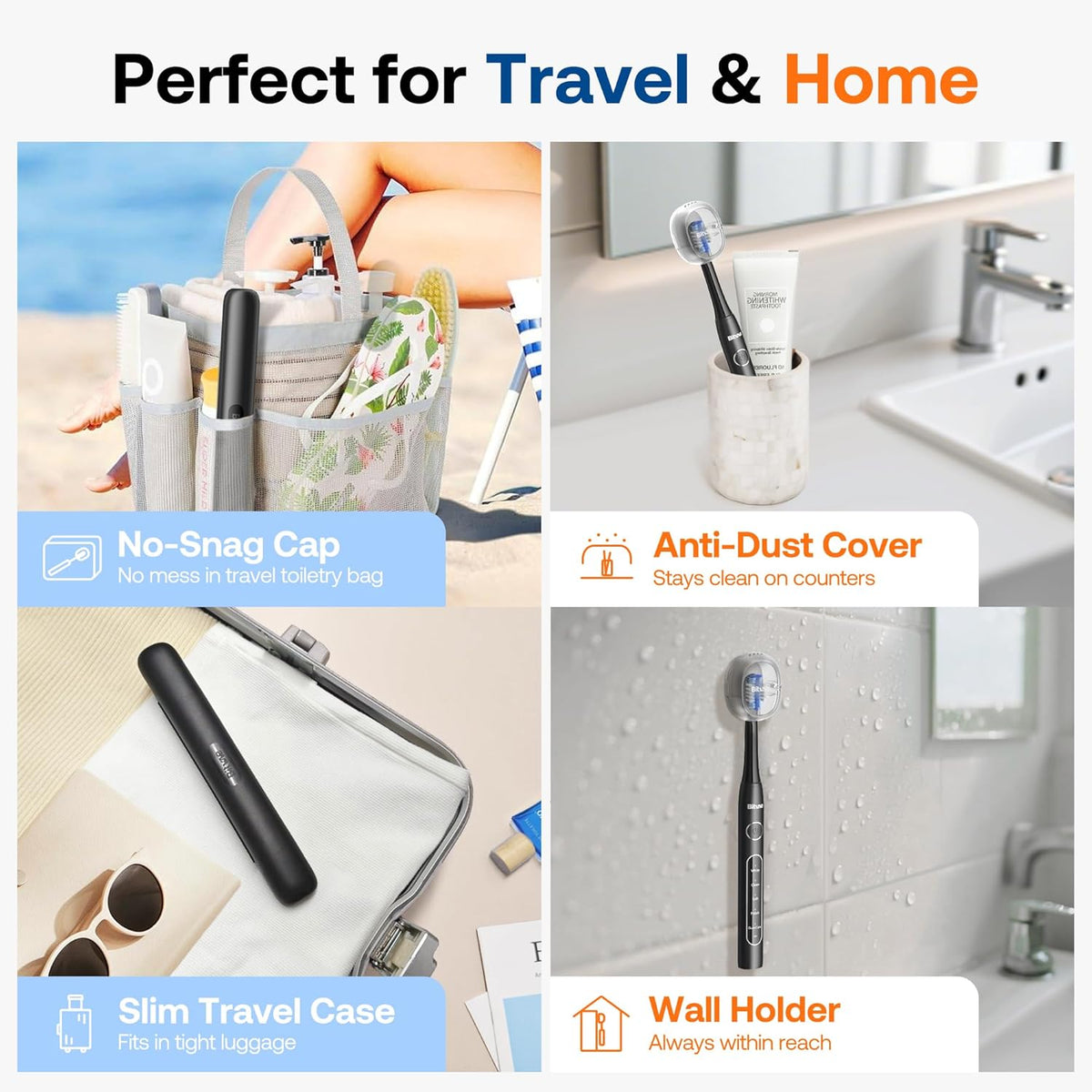 Bitvae ADA Accepted Electric Toothbrush, Travel Toothbrush Rechargeable for Adults and Kids, 60-Day Battery, 5 Modes, 8 Heads, Portable Travel Case