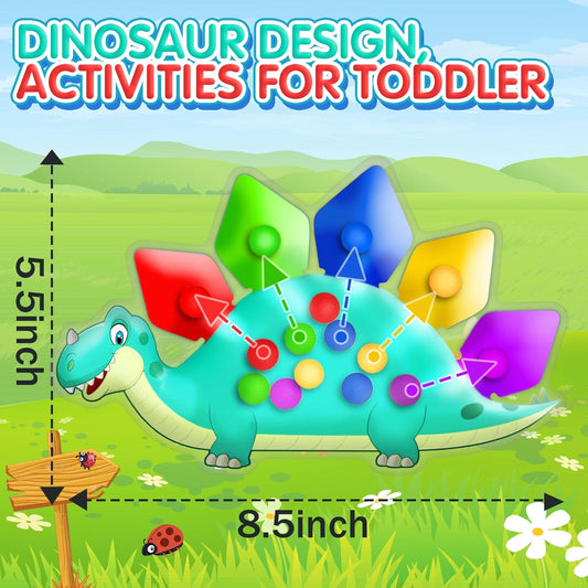 Valentine Day Gift for Toddler Boys Dinosaur Color Sorting Sensory Toy Roadtrip Travel Essenstial Dementia Fine Motor Autism Fidget Preschool