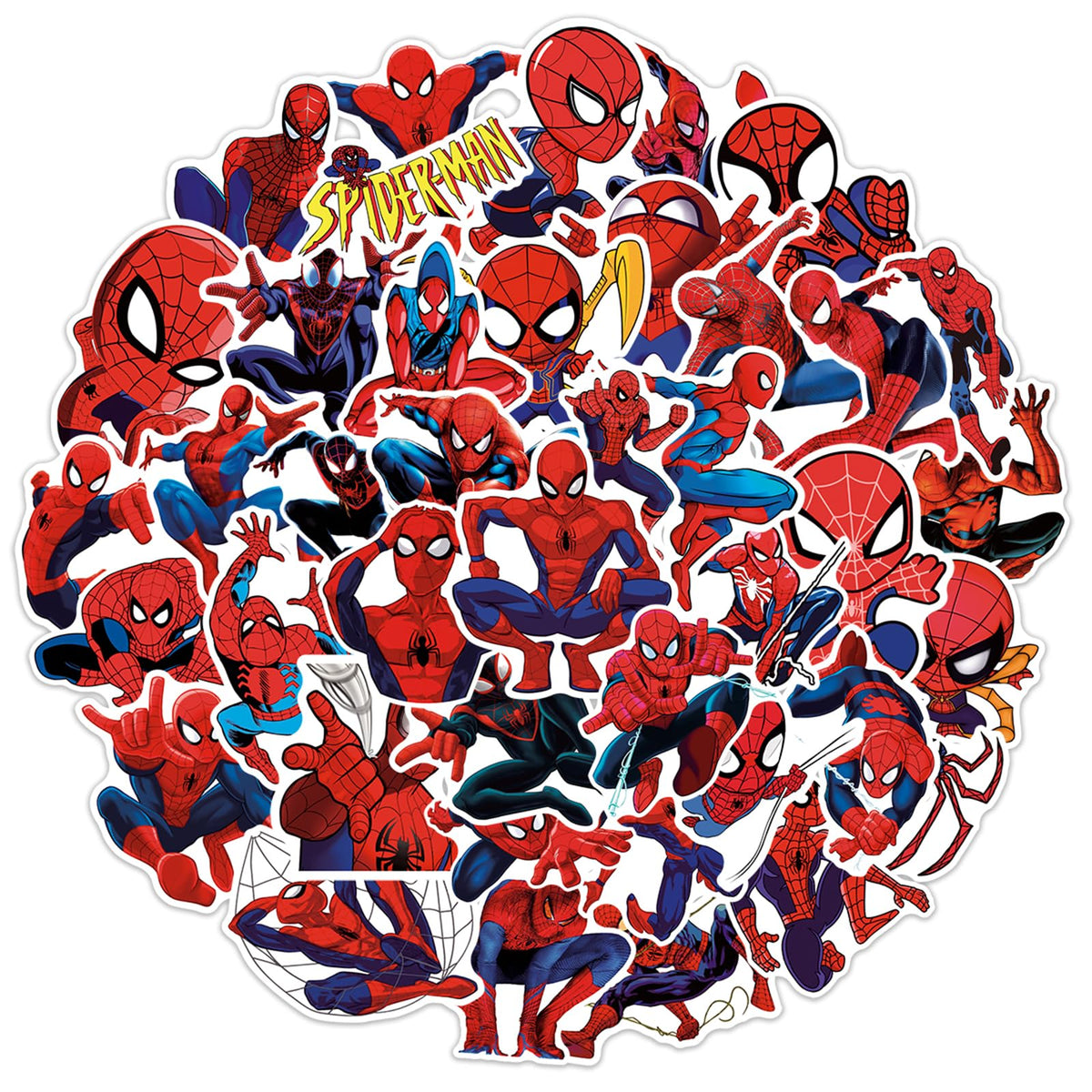 50pcs Spiderman Stickers for Water Bottle, Cool SuperHero Movie Waterproof Vinyl Decal for Kids Teen Adult Laptop Skateboard Phone Travel Case Bike