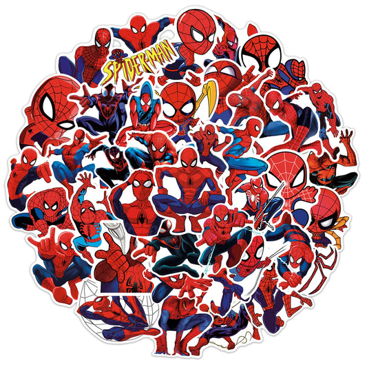 50pcs Spiderman Stickers for Water Bottle, Cool SuperHero Movie Waterproof Vinyl Decal for Kids Teen Adult Laptop Skateboard Phone Travel Case Bike