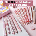 Four Candies Rose Series Gel Pens, Cute Writing Pens with Black & Pink Ink, 0.5 mm Smooth Fine Point, School Office Supplies Girly Stationery
