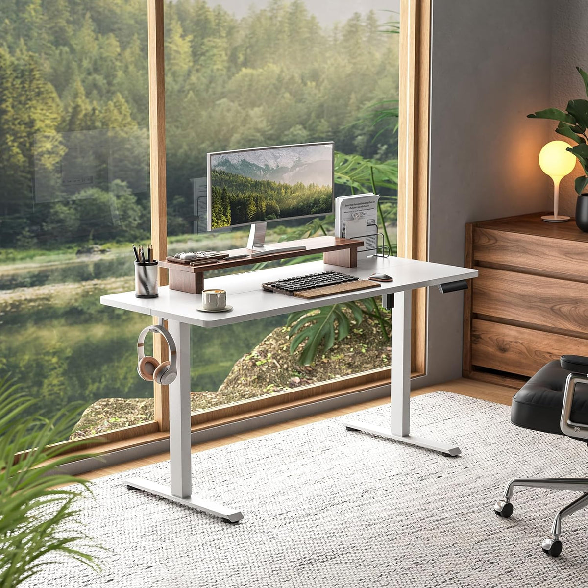 Veken 55 Inch Large Electric Standing Desk,Sit to Stand Up, Heights Adjustable, Work Home Office Computer Table for Study, Walking Pad, Writing, and