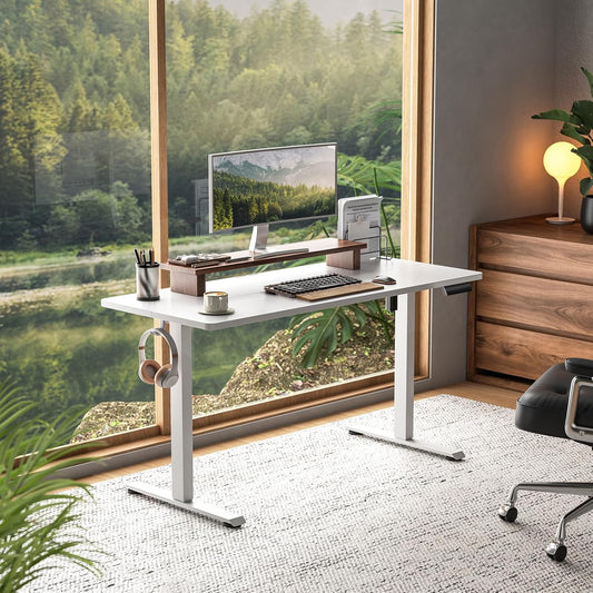 Veken 55 Inch Large Electric Standing Desk,Sit to Stand Up, Heights Adjustable, Work Home Office Computer Table for Study, Walking Pad, Writing, and
