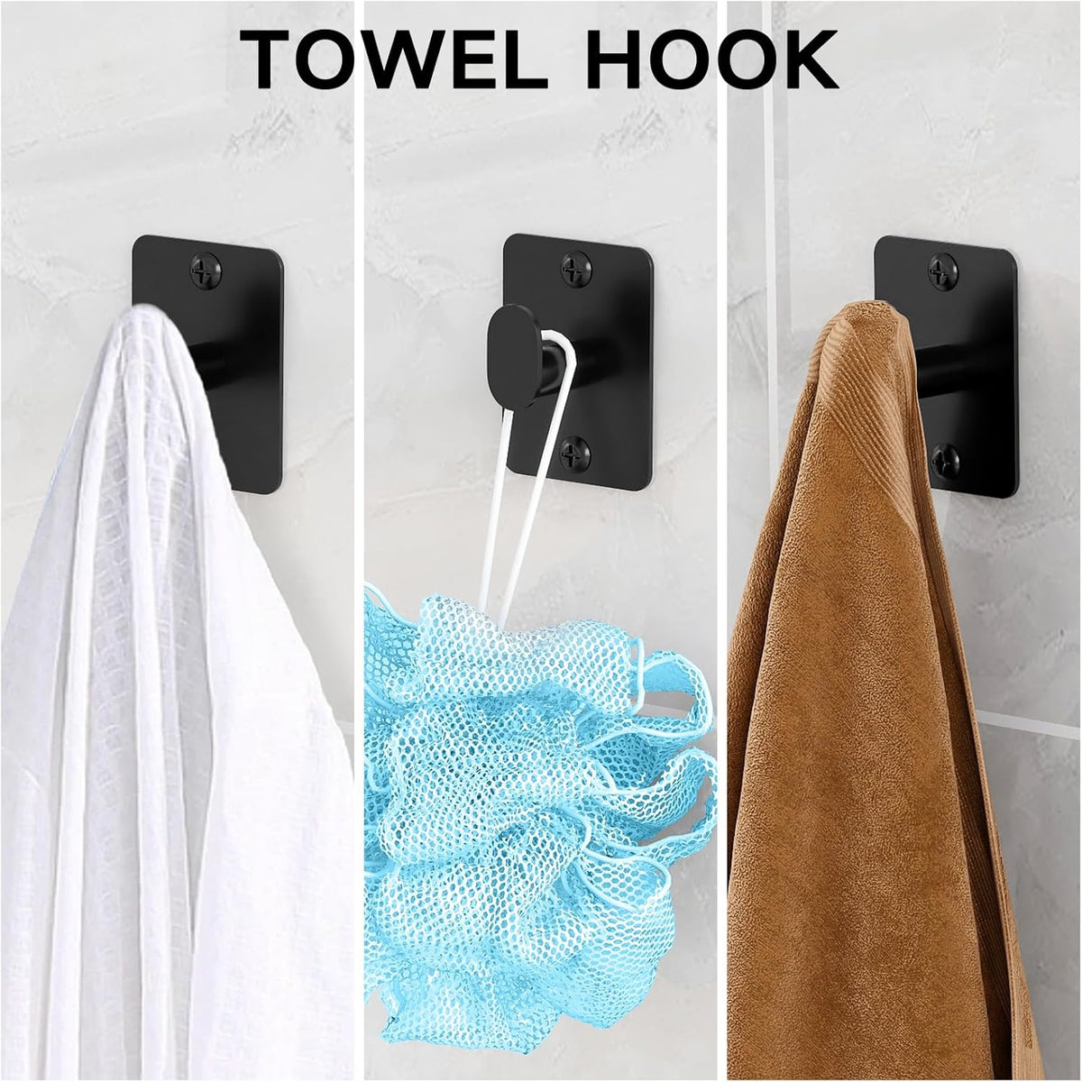 Matte Black Bathroom Accessories Set, KLJKPA 4 Pieces Bathroom Hardware Set, 24 inch Towel Bar, Towel Racks for Bathroom, Robe Towel Hooks, Toilet