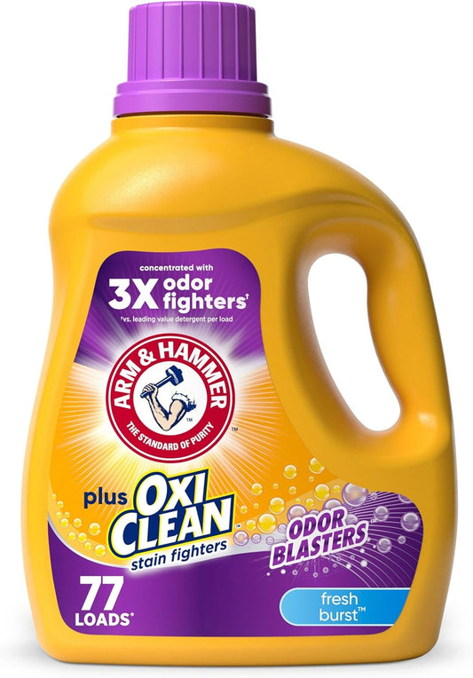 ARM & HAMMER Plus OxiClean Odor Blasters Fresh Burst, 77 Loads Liquid Laundry Detergent, 100.5 Fl oz