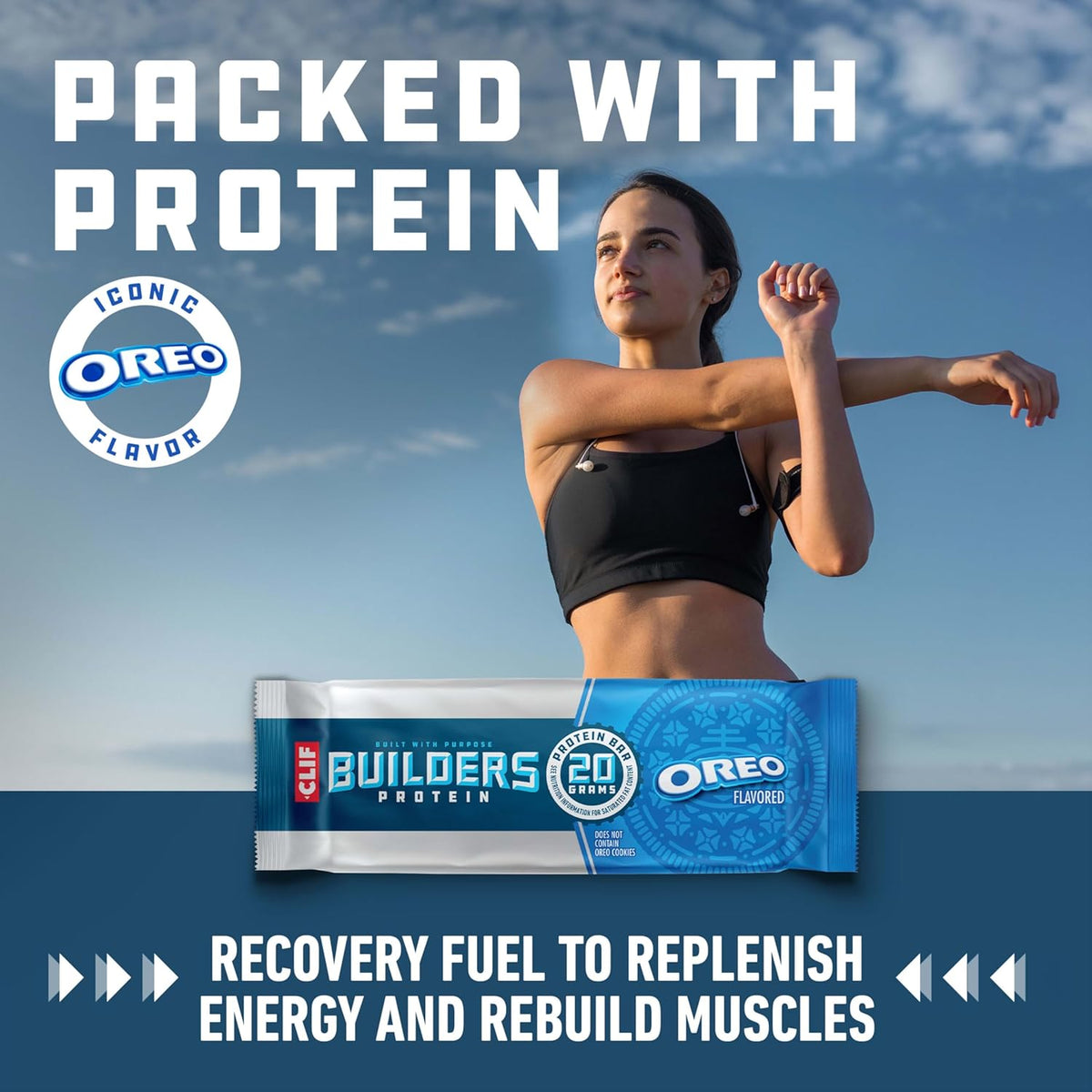 CLIF BUILDERS Protein Bars - OREO-Flavored - 20g Plant Based Protein - Gluten Free - Non-GMO - Low Glycemic - No Artificial Sweeteners - 2.4 oz. (12
