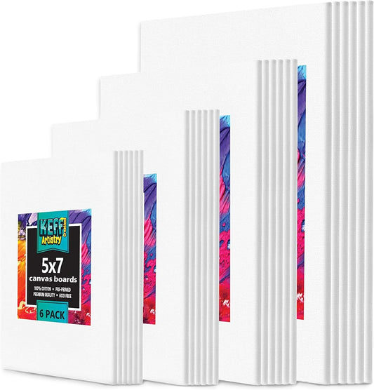 KEFF 24-Pack Canvas for Painting, 6 of 5x7, 8x10, 9x12,11x14 Painting Canvas Boards, Art Supplies for Adults & Kids - 100% Cotton Primed Canvases for