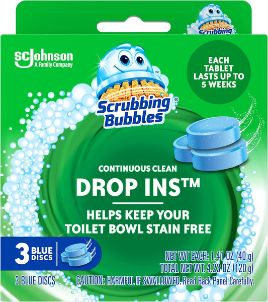 Scrubbing Bubbles Toilet Tablets, Continuous Clean Toilet Drop Ins, Helps Keep Toilet Stain Free and Helps Prevent Limescale Buildup, 3 Count, Pack