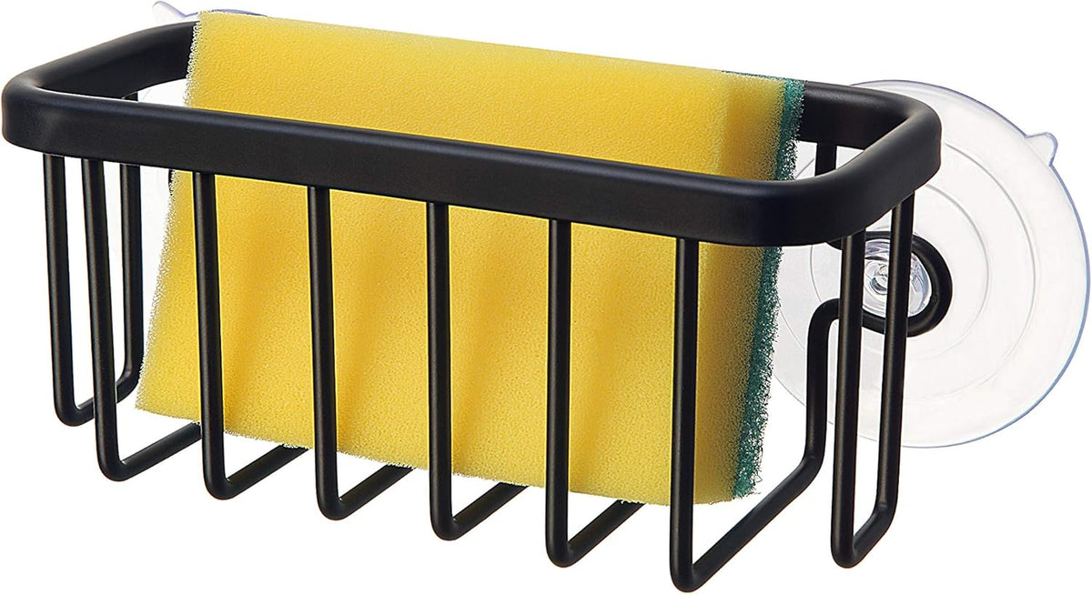 SunnyPoint NeverRust Kitchen & Bathroom Sink Caddy for Sponges, Scrubbers, Soap, 6" x 2.5" x 2.65", with Adhesive Mount - Additional Suction Cup