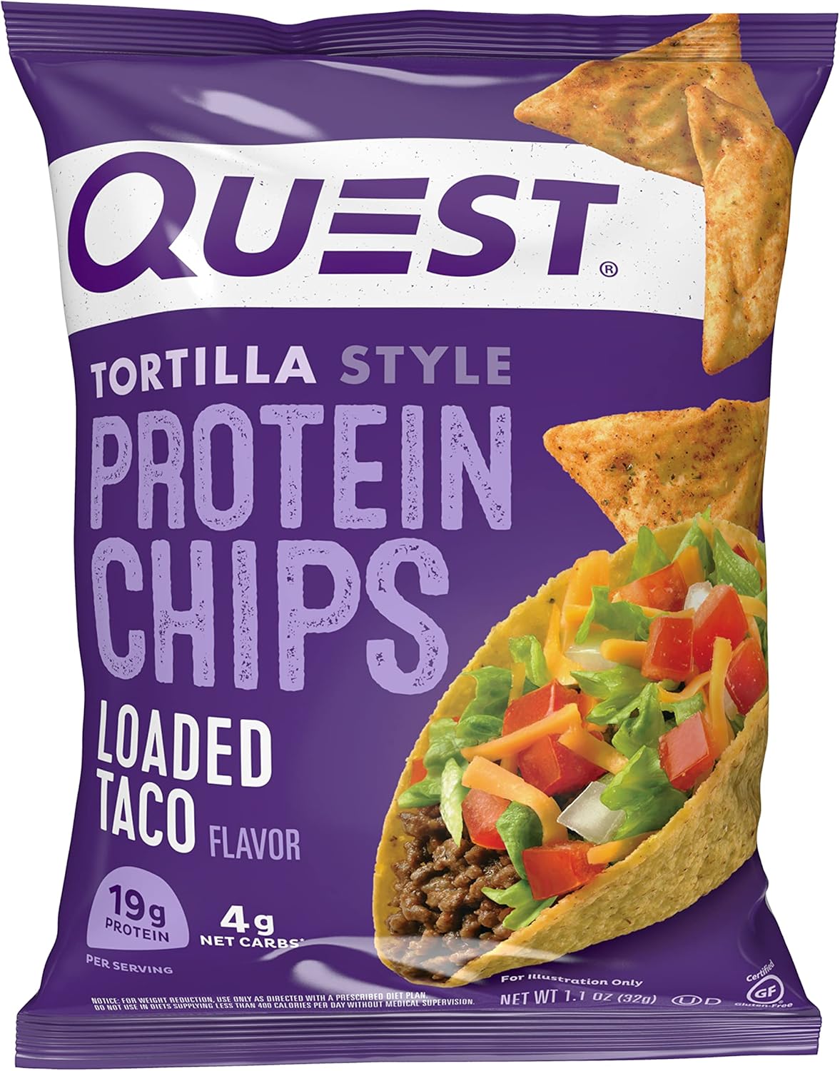 Quest Nutrition Tortilla Style Protein Chips Variety Pack, Chili Lime, Nacho Cheese, Loaded Taco, Low Carb, High Protein, Gluten Free, 1.1 oz (Pack
