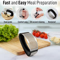 Zulay Kitchen Stainless Steel Garlic Press Rocker Set - Premium Garlic Mincer Garlic Crusher - New Innovative Garlic Crusher with Peeler and Scraper