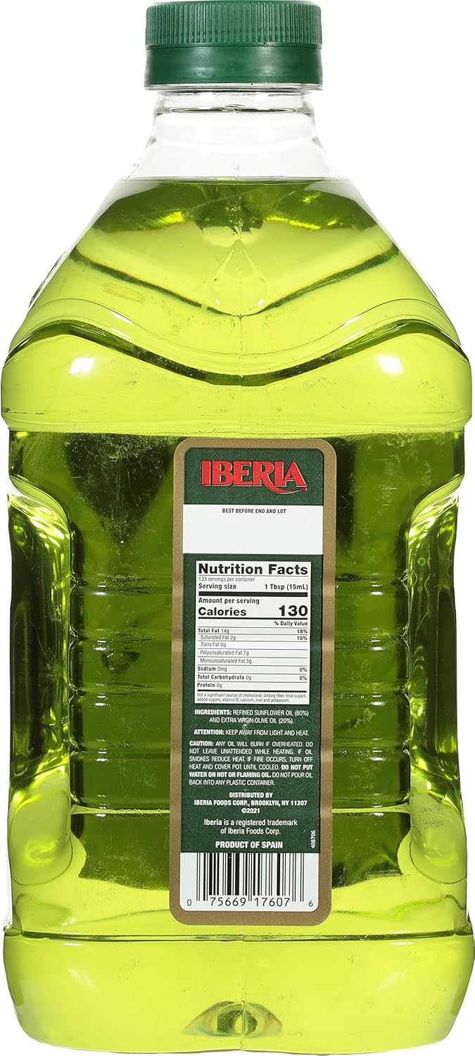 Iberia Premium Blend, Sunflower Oil & Extra Virgin Olive Oil, High Heat Frying, 68 Fl Oz