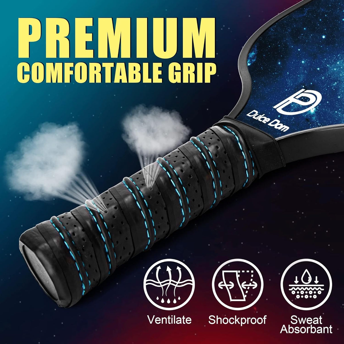 DULCE DOM Pickleball Paddles Set of 2/4 - USAPA Approved, Fiberglass/Carbon Fiber Pickleball Racket with 4 Indoor Outdoor Pickleball Balls and