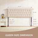 Tufted Upholstered Headboard Queen Size, Solid Wood Head Board with Durable Metal Legs, Adjustable Height Bed headboard from 37” to 51” Fabric