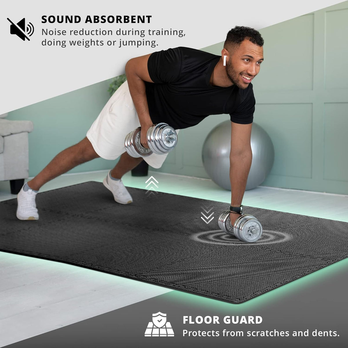 bemaxx Gym Mats Set - 18 pcs EVA Interlocking Foam Floor Tiles (12.6"x12.6"x0.4") 18sqft Protective Gym Flooring Sports Home Workout Exercise Mats