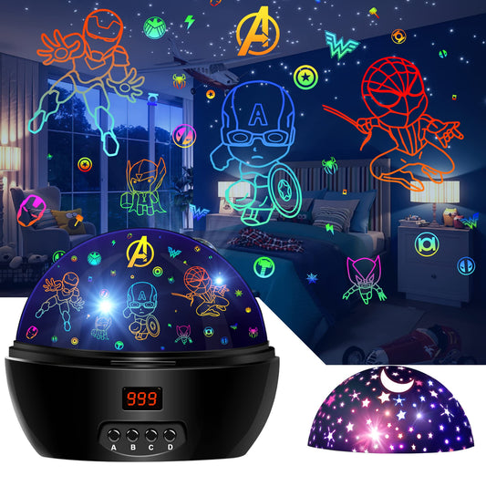 MOKOQI Kid Light Projector Superhero Toys for Boys 5-7 Avengers Night Light Projector with Timer for Kids Room, 360 Degree Rotation Toddler