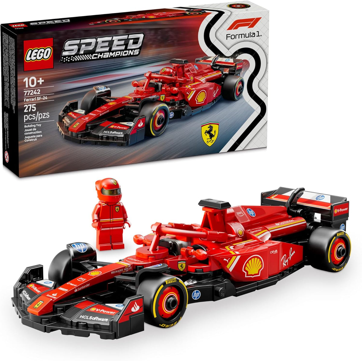LEGO Speed Champions Ferrari SF-24 F1 Race Car Toys - Building Sets for Kids, Boys & Girls, Ages 10+ - Ferrari F1 Model Car Kits for Display or Play