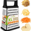 Spring Chef Professional Cheese Grater - Stainless Steel, XL Size, 4 Sides - Perfect Box Grater for Parmesan Cheese, Vegetables, Ginger - Dishwasher