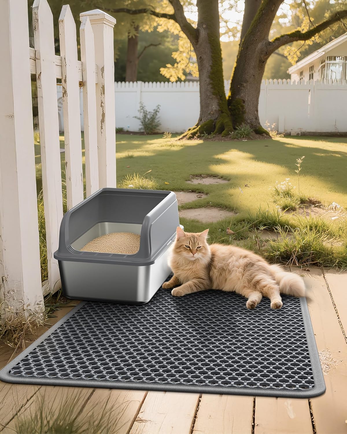 Cat Litter Mat - 23.2'' x 14.6'' Small Litter Trapping Mat, Easy to Clean Litter Box Mat, Waterproof, Urine-Proof, Non-Slip Kitty Litter Mats for