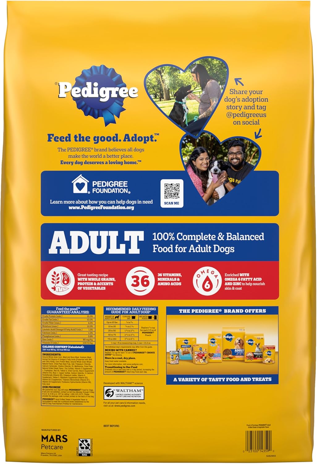 Pedigree Complete Nutrition Adult Dry Dog Food, Grilled Steak & Vegetable Flavor, 18 lb. Bag - Cart Shape