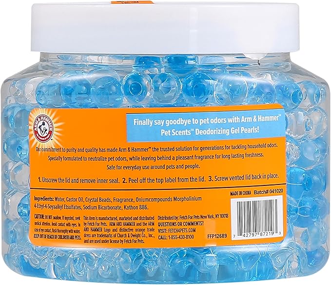 Arm & Hammer for Pets Air Care Pet Scents Deodorizing Gel Beads in Fresh Breeze | 12 oz Pet Odor Neutralizing Gel Beads with Baking Soda | Air