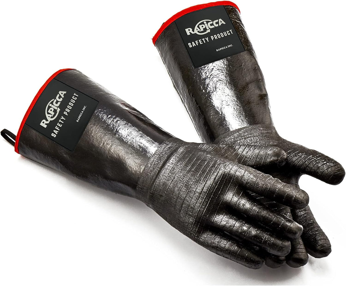 RAPICCA 932°F Heat Resistant BBQ Grill Gloves: Oil Resistant Waterproof for Smoking Grilling Cooking Barbecue Deep Frying Turkey Rotisserie Handling