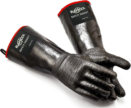 RAPICCA 932°F Heat Resistant BBQ Grill Gloves: Oil Resistant Waterproof for Smoking Grilling Cooking Barbecue Deep Frying Turkey Rotisserie Handling