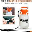Petratools 1 Gallon Pump Sprayer – HD101 Garden Sprayer for Weeds, Lawn Care & Pesticides – 52” Long Hose, 2 Nozzles & Easy Carry Handle – Durable