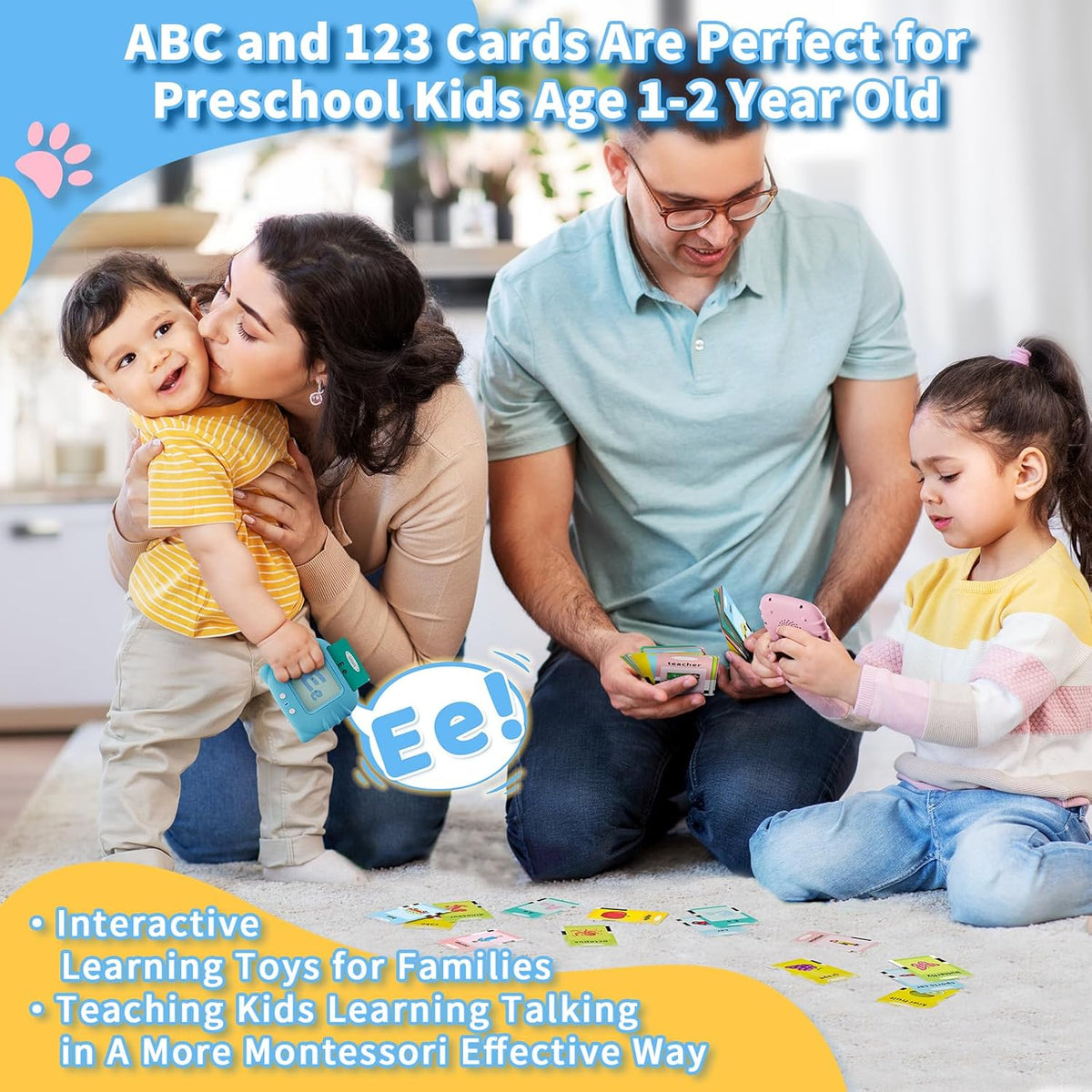 Toddler Toys Talking Flash Cards for 1 2 3 4 5 6 Year Old Boys and Girls, Autism Sensory Toys for Autistic Children, Learning Educational Montessori