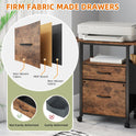 GYIIYUO 2 Drawer File Cabinet with 24'' Extended Desktop, Mobile Filing Cabinet, Rolling File Cabinet with Side Bag, Fabric Drawer, Fits A4/Letter