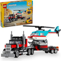 LEGO Creator 3 in 1 Flatbed Truck with Helicopter Toy, Transforms from Flatbed Truck Toy to Propeller Plane to Hot Rod and SUV Cars, Gift Idea for
