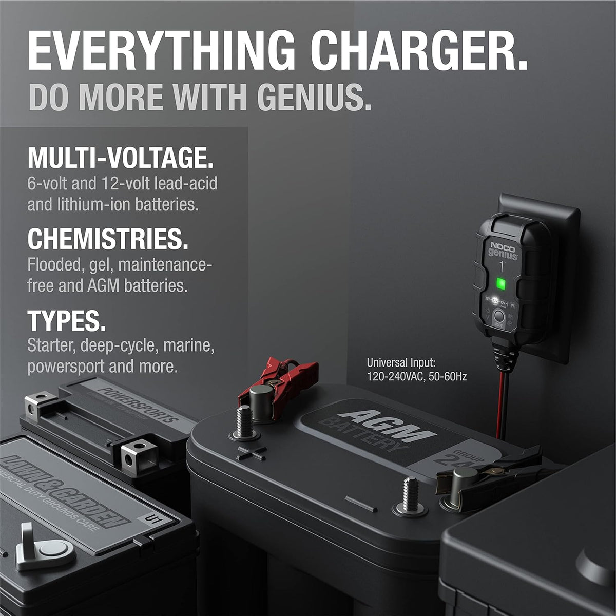 NOCO GENIUS1: 1A 6V/12V Smart Battery Charger – Automatic Maintainer, Trickle Charger & Desulfator with Overcharge Protection & Temperature