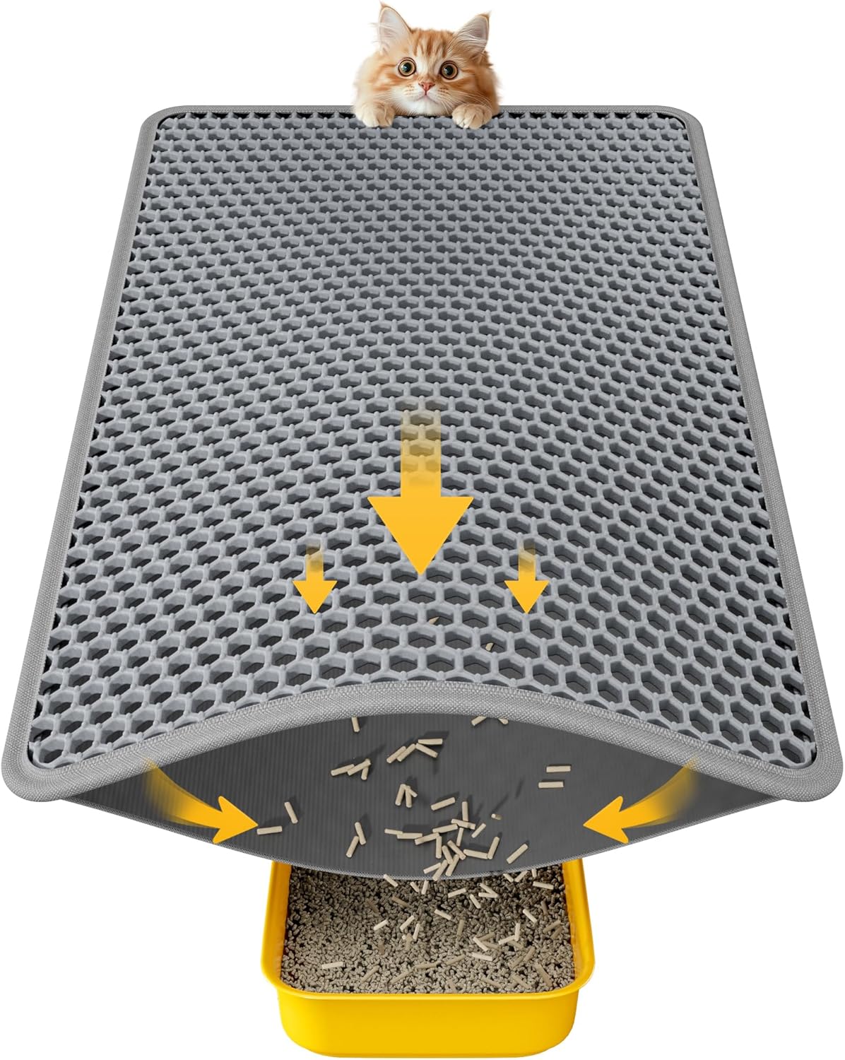 Cat Litter Mat - 23.2'' x 14.6'' Small Litter Trapping Mat, Easy to Clean Litter Box Mat, Waterproof, Urine-Proof, Non-Slip Kitty Litter Mats for