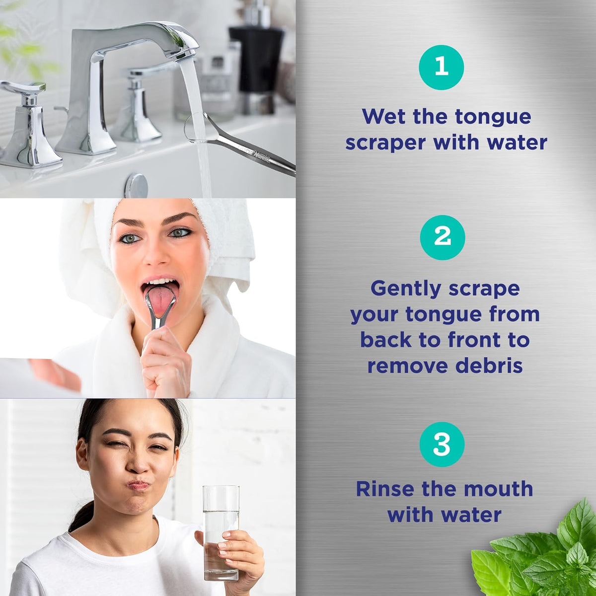 GuruNanda Tongue Scraper for Adults (2 Pack) with Travel Case, 420 Medical-Grade 100% Stainless Steel Tongue Cleaner, Aids in Fresh Breath & Oral Care