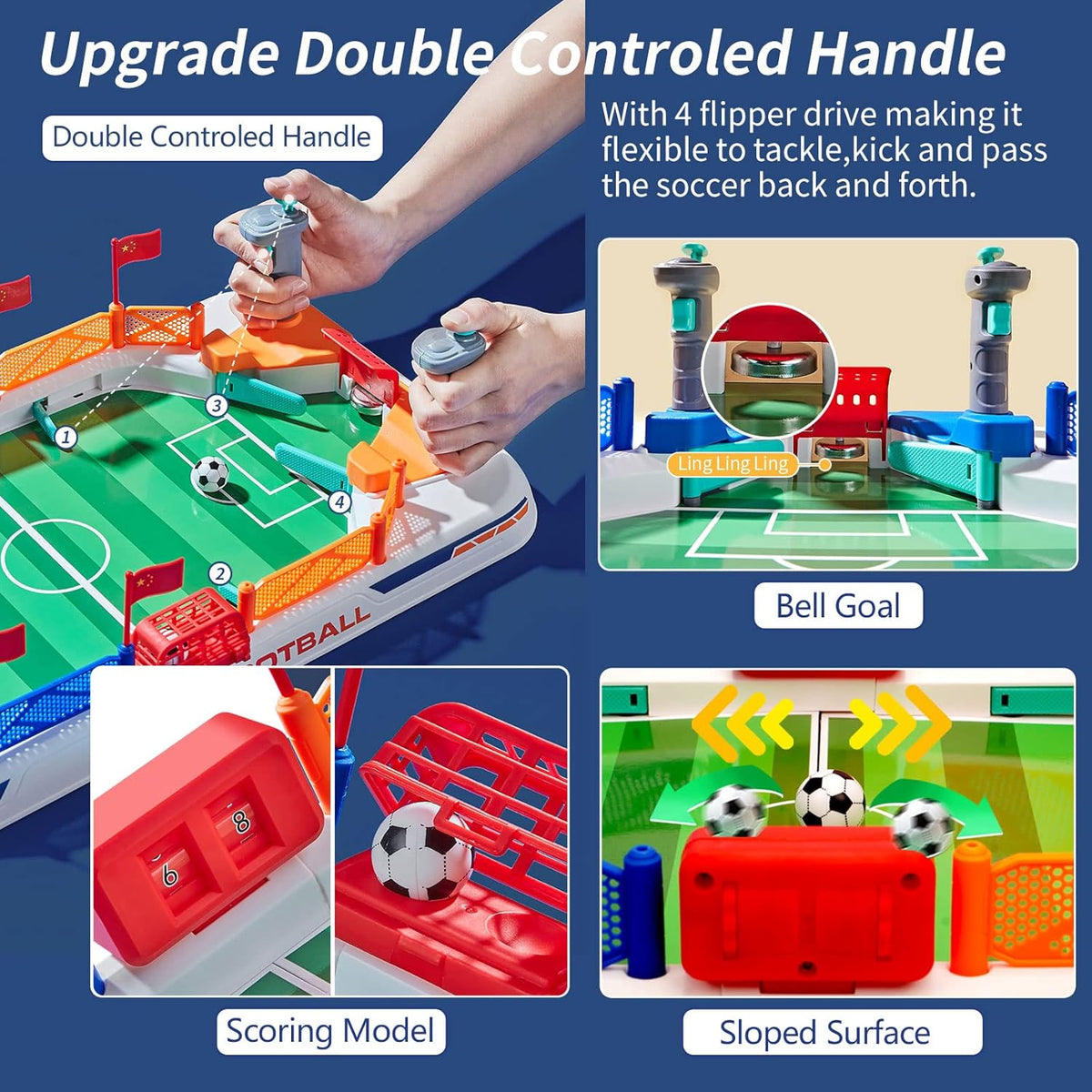 COUOMOXA Soccer Board Game for Kids: Mini Foosball Table Game - Interaction Soccer Toys for 3 4 5 6 7 8-12 Year Old Indoor Family Playroom Party