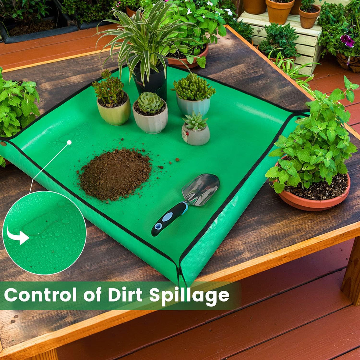 Repotting Mat for Indoor Plant Transplanting and Mess Control 27"x 27" Thickened Waterproof Potting Tray Foldable Succulent Potting Mat Portable