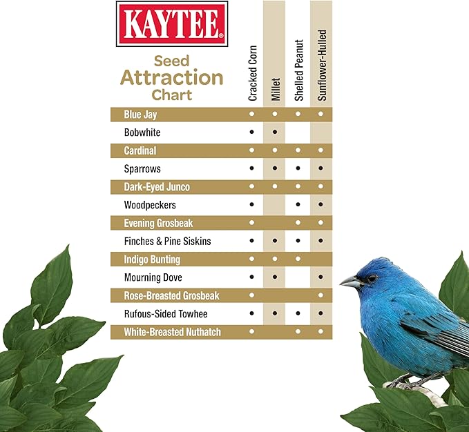 Kaytee Wild Bird (No Mess or Waste Free) Food Seed Blend For Blue Jays, Woodpeckers, Juncos, Cardinals, Grosbeaks, Sparrows, and Finches, 10 Pound