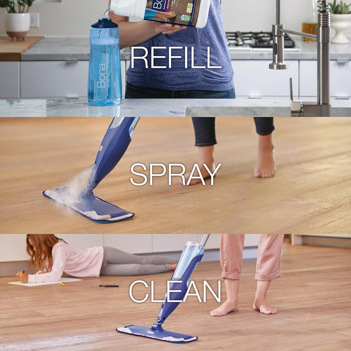 Bona Hardwood Floor Cleaner Refill - 128 fl oz - Unscented - Refill for Bona Spray Mops and Spray Bottles - Residue-Free Floor Cleaning Solution for