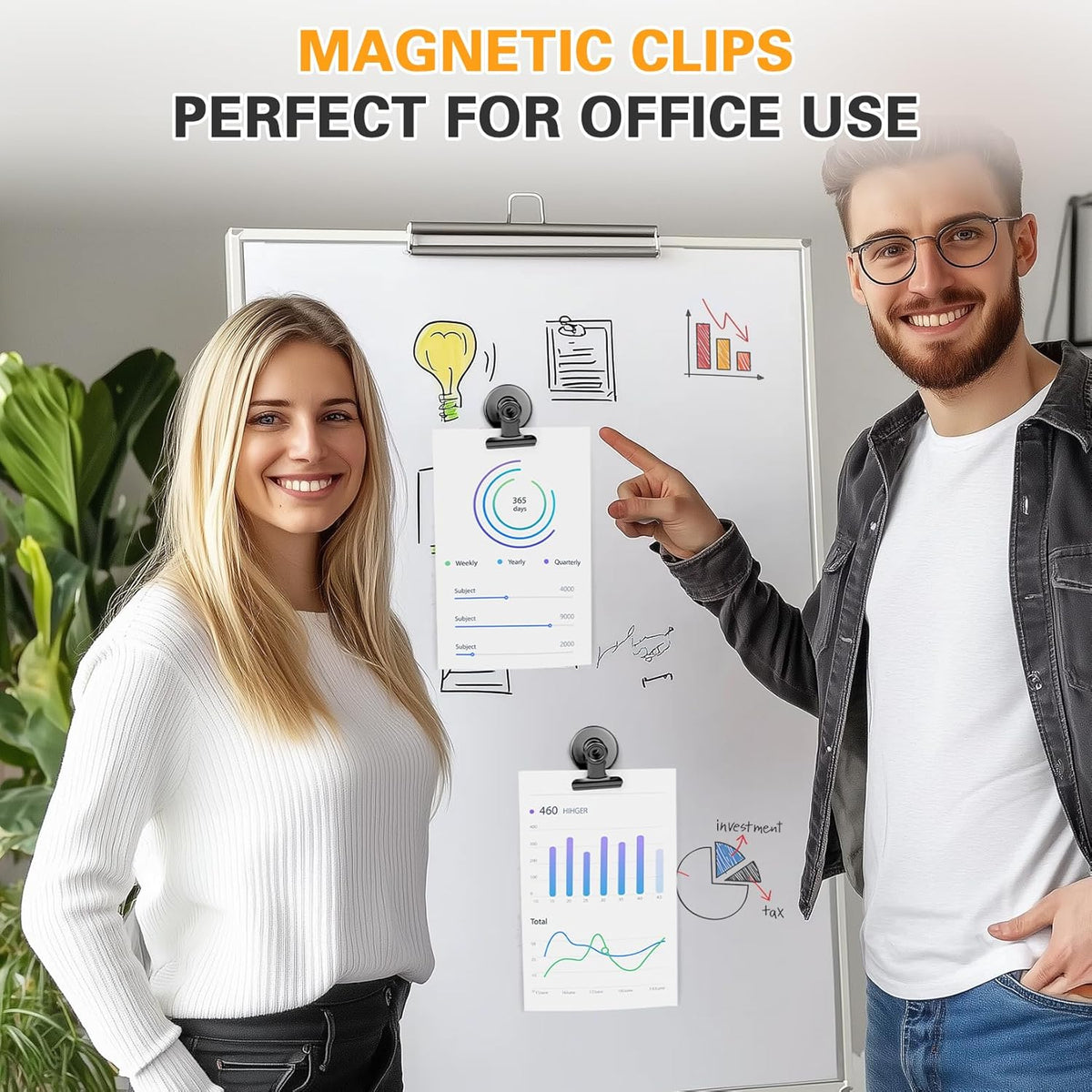 Grtard 12 Pack Magnetic Clips, Fridge Magnets Refrigerator Magnets, Strong Magnetic Clips Heavy Duty, Whiteboard Magnet Clip for Office Home