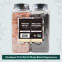 Soeos Himalayan Pink Salt 39 oz + Whole Black Peppercorns 18 oz, Coarse Grain, Kosher Salt for Grinder Refill, Salt and Pepper Grinder, Non-GMO