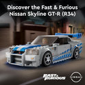 LEGO Speed Champions 2 Fast 2 Furious Nissan Skyline GT-R (R34), Race Car Toy Model Building Kit, Collectible with Racer Minifigure, 2023 Set for