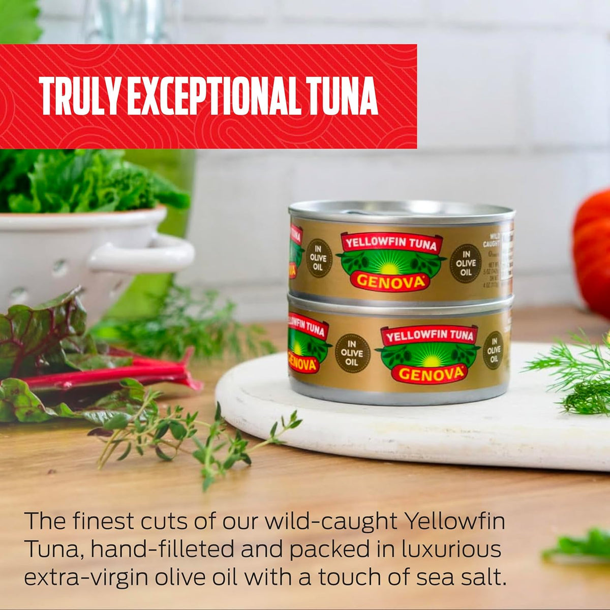 Genova Premium Yellowfin Tuna in Olive Oil, 5 Ounce Cans, 8-Pack – Nutrient Rich, High Protein Canned Tuna Fish - Delicious, Easy, Nutritious Ready