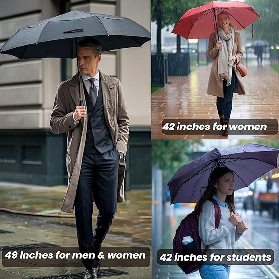 MRTLLOA 42/49 Inch Compact Windproof Travel Umbrella for Rain, Lightweight, Portable, Automatic, Strong, Waterproof Folding Umbrellas for Women, Men