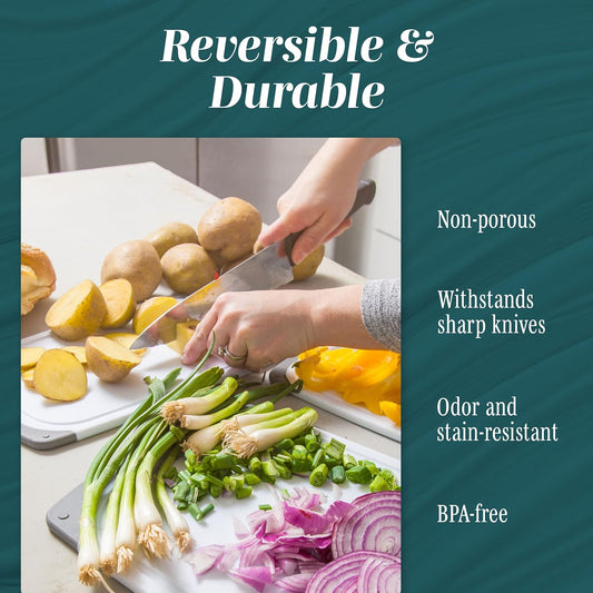 Cutting Boards for Kitchen - BPA-Free Chopping Board - Different Sizes & Non Slip Handles - Reversible, Large Cutting Board Set - Unique Gifts for