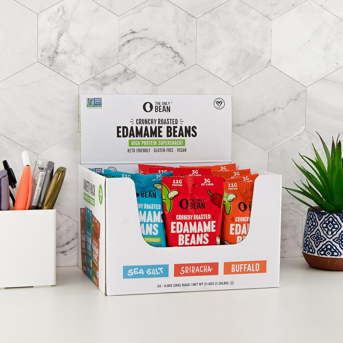 The Only Bean Crunchy Roasted Edamame - Healthy Snacks for Adults and Kids (Variety Pack), Low Carb Keto Snack Food, Vegan Gluten Free High Protein