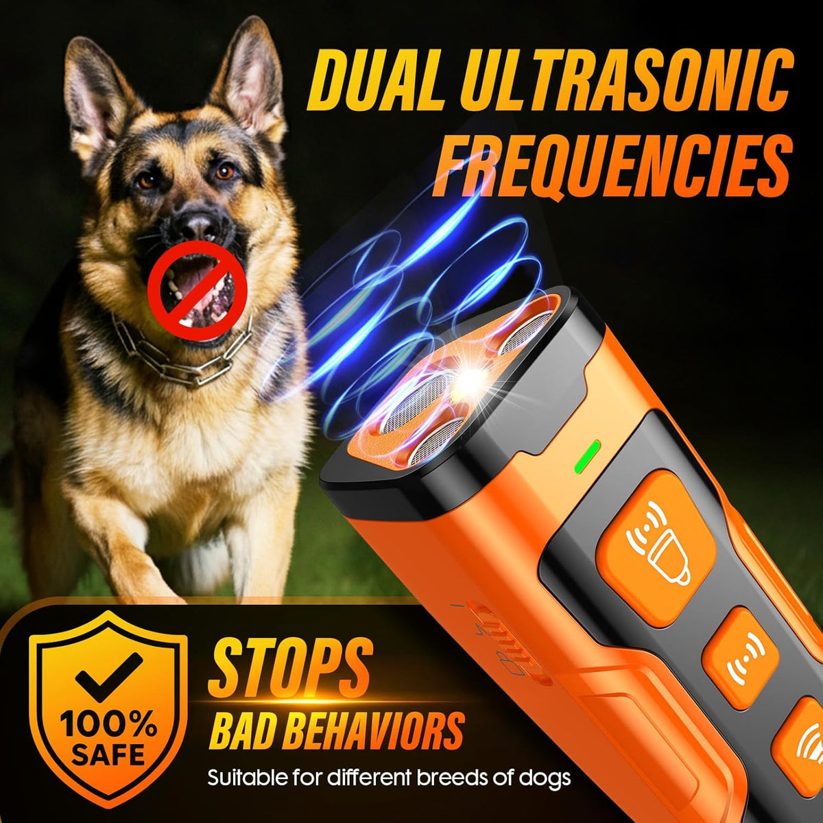 Dog Bark Deterrent Device, 3X Ultrasonic Anti Barking, 6 Training Modes 23 FT Range Barks No More Indoors Outdoors Behavior Correct Safe & Humane